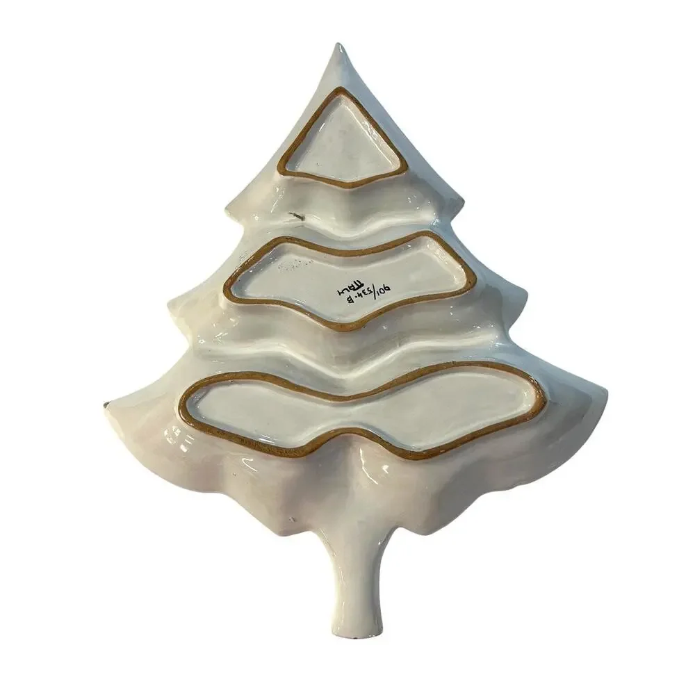 Ceramic Christmas Tree Serving Dish Hand Painted in Italy Holiday